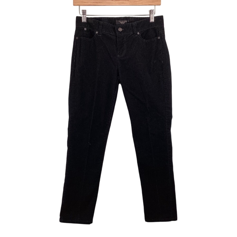 Talbots Corduroy Pants Size 2P Petites Black Stretch Casual‎ Stretch 5 Pocket